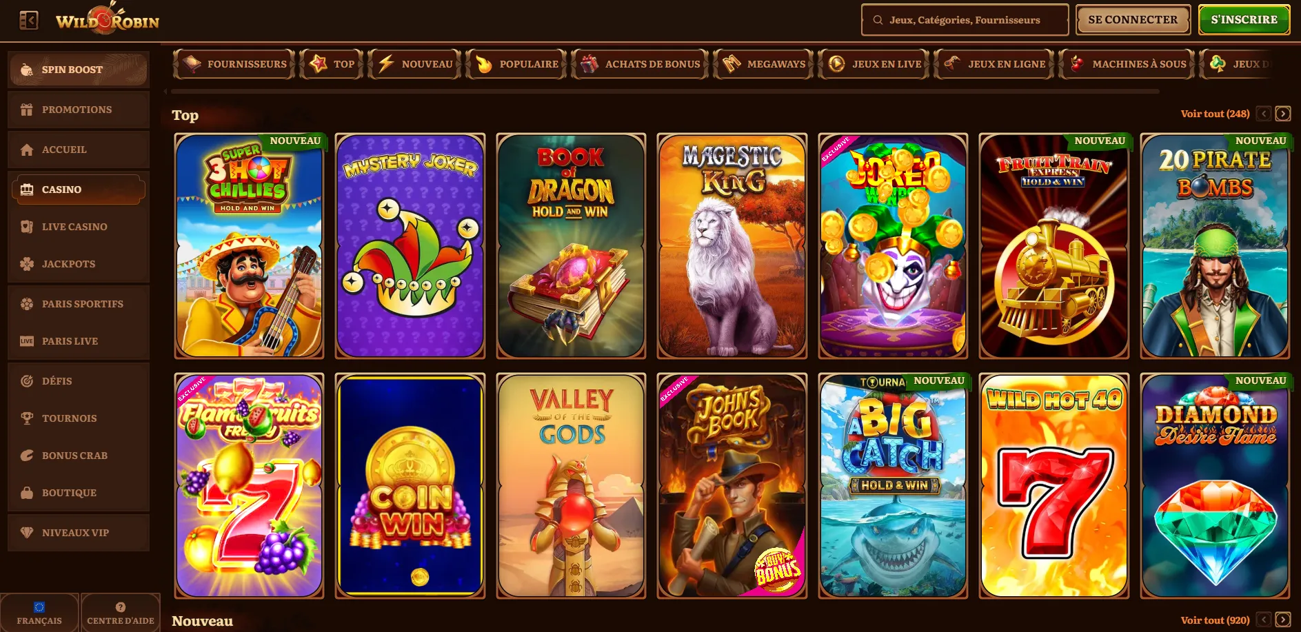 Catalogue de Jeux dans les Nouveaux Casinos